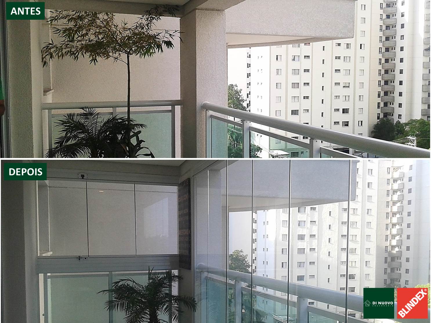 Antes e depois de sacada feita pela Di Nuovo Engenharia sacada di nuovo